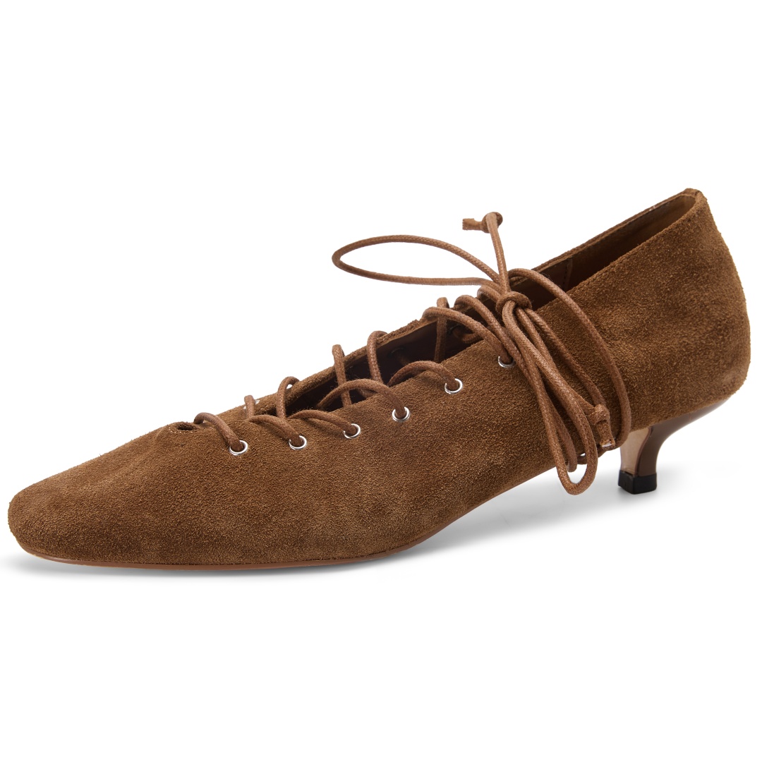 Kitten Heel Women - Women's natural suede leather square toe