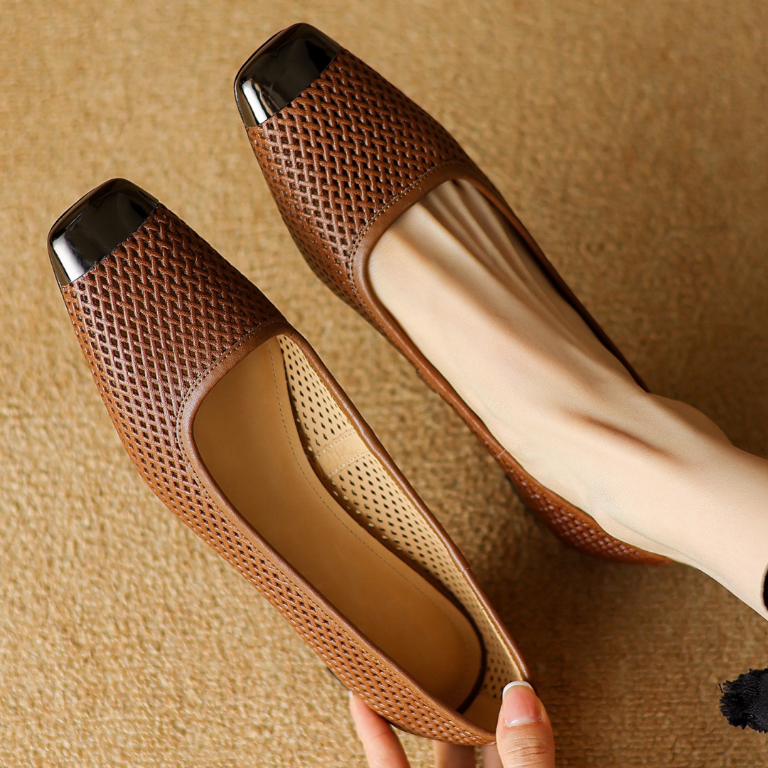 Kitten Heel Women - Plus size 34-41 women's hollow-out sheepskin