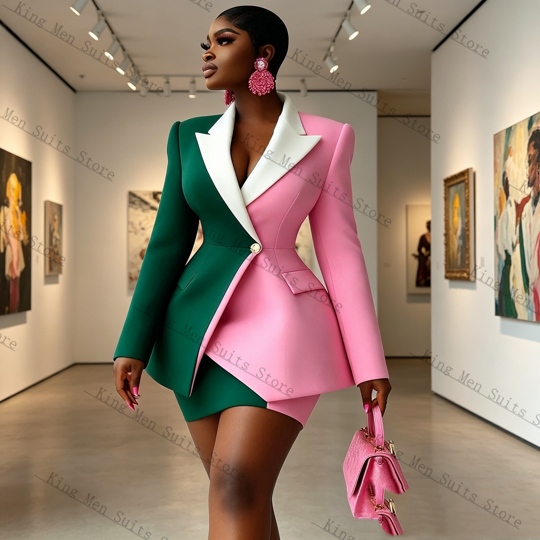 Pink Green Women Suit Skirt Se - Women'S Green Formal Wear review and price