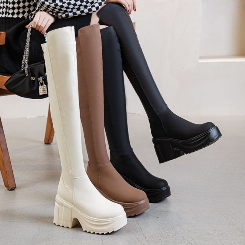 Womens Knee High Thick Sole Wi - Women Formal Wear Black review and price