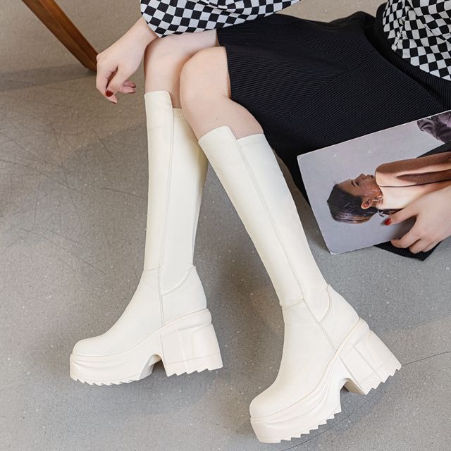 Womens Knee High Thick Sole Wi - Women Formal Wear Black review and price