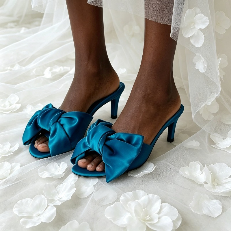 Satin Bow Detail Low Heeled Sl - Kitten Heel Women review and price