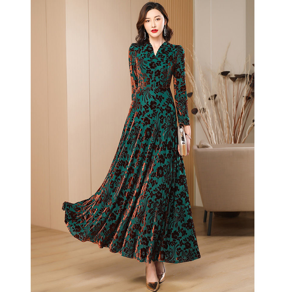Spring Autumn New Gold Velvet  - Women'S Green Formal Wear review and price