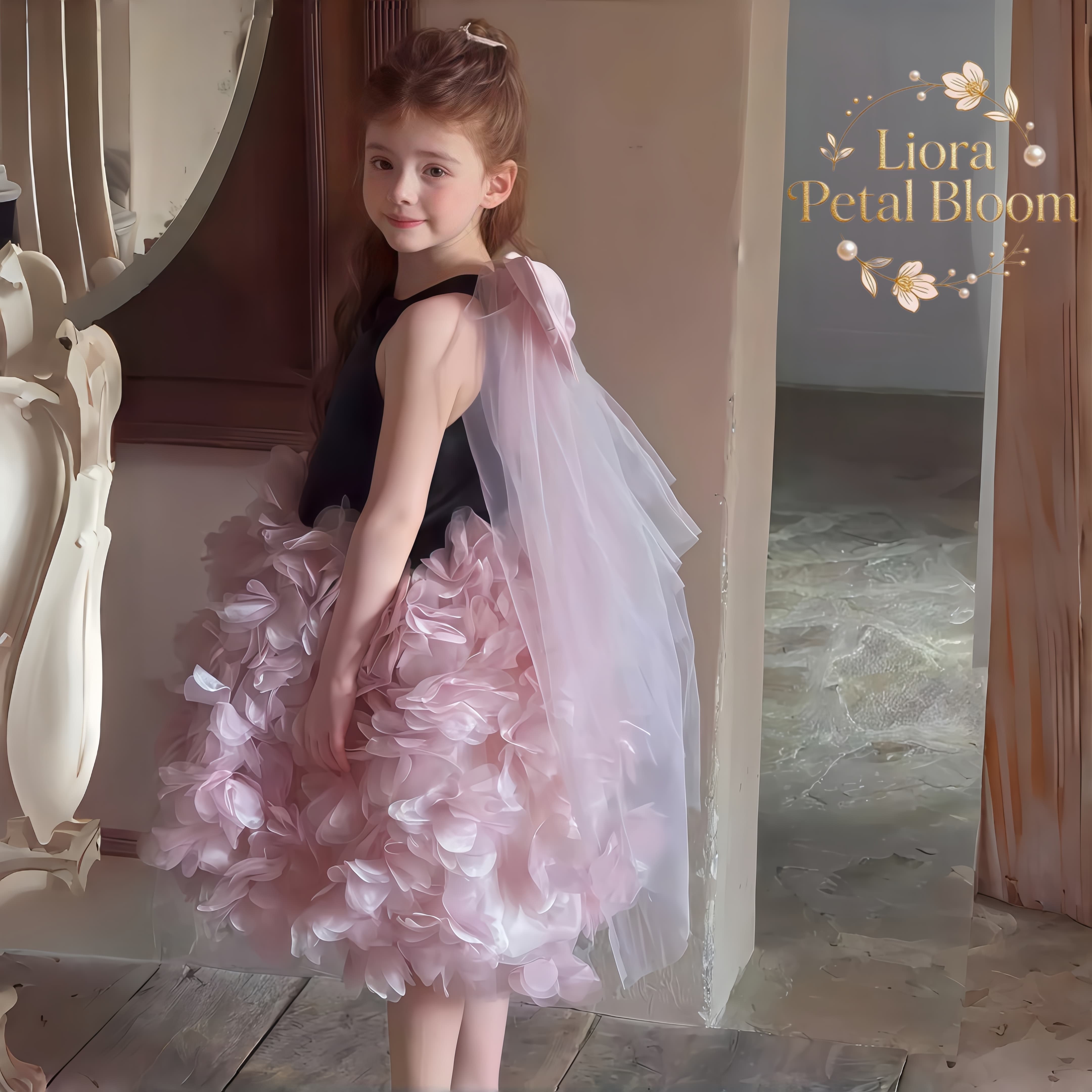 Girls' Black Floral Tulle Dres - Women Formal Wear Black review and price