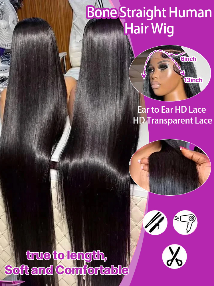 13x4 HD Lace Front Wig 250% De - Women Formal Wear Black review and price
